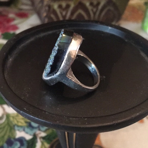 Blue green raised druzzy ring 6.5 - Picture 3 of 5